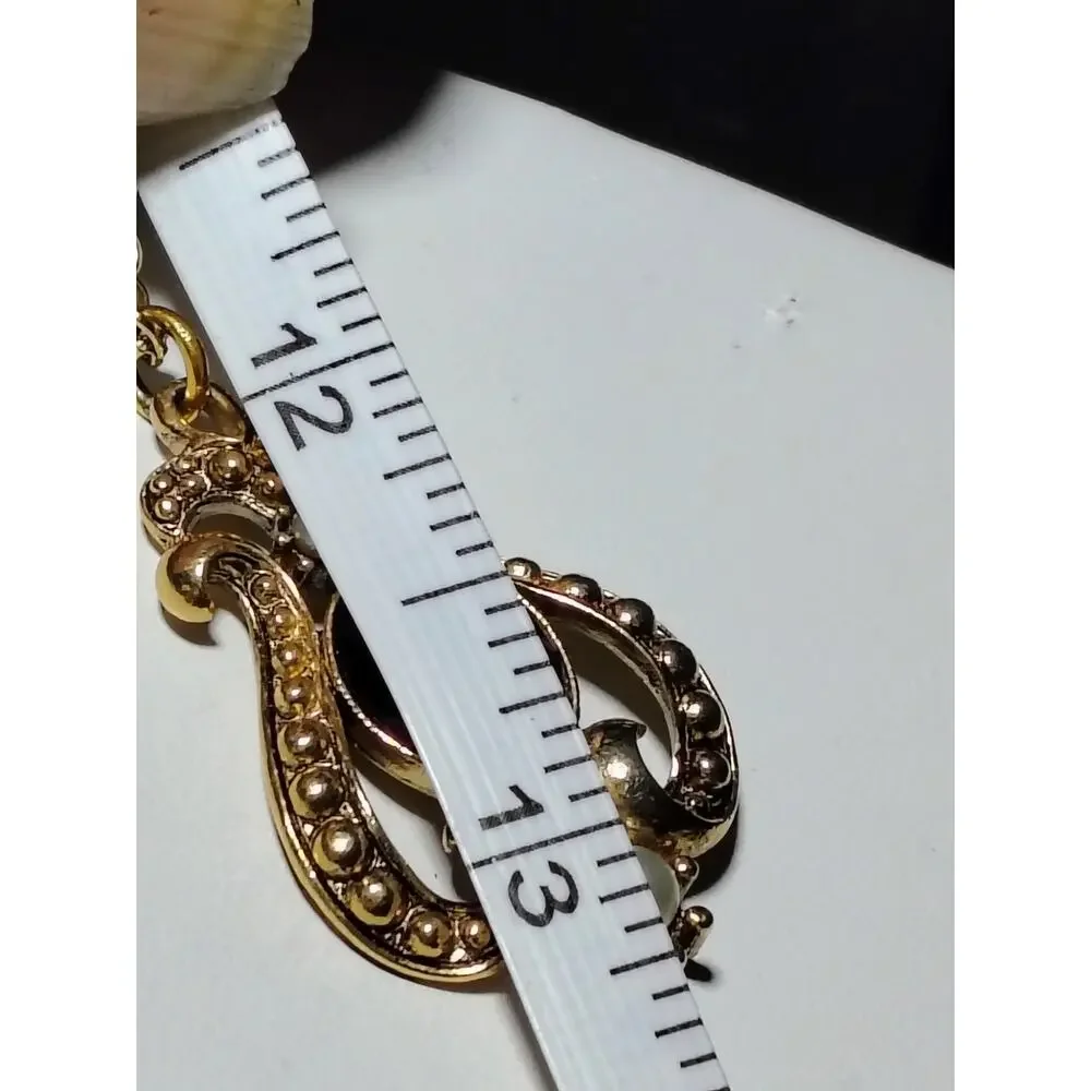 Vintage Avon Purple Crystal Faux Pearl Gold Tone Pendant Necklace